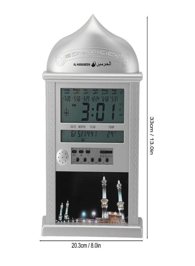 CHEOTIME Azan Clock, Muslim Prayer Clock Athan Wall Clock Reading Numbers for Home Office Mosque Azan Clocks Home Decor(Silver) - Image 2